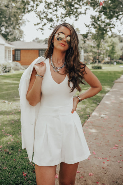 White Woven One Shoulder Bralette, Two Piece Sets